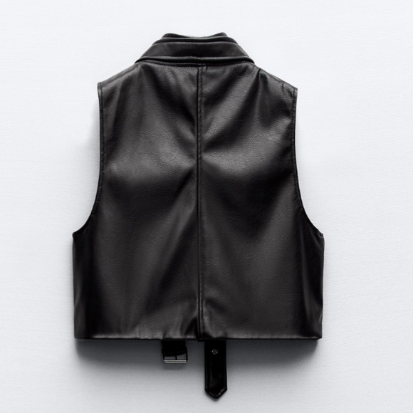 NWOT ZARA FAUL LEATHER BIKER VEST- SIZE MEDIUM - Picture 3 of 8